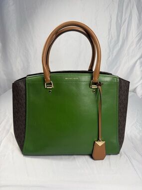 Michael Kors Green Leather Satchel Tote Bag Project Repair Read